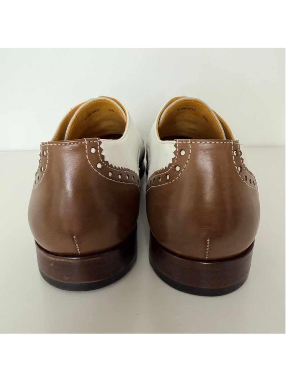 Undandy Mens Leather Wingtip Brogue Oxford Spectator Shoes Size 12.5 - Picture 4 of 11
